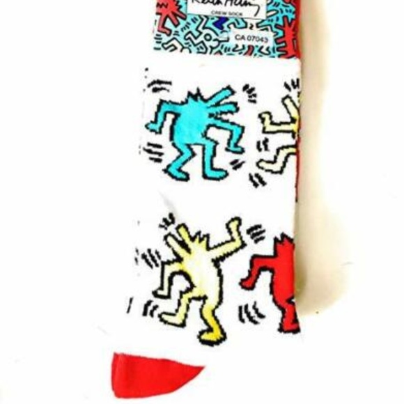 Keith Haring Men's Crew Novelty Socks Six Dancing - Picture 1 of 1